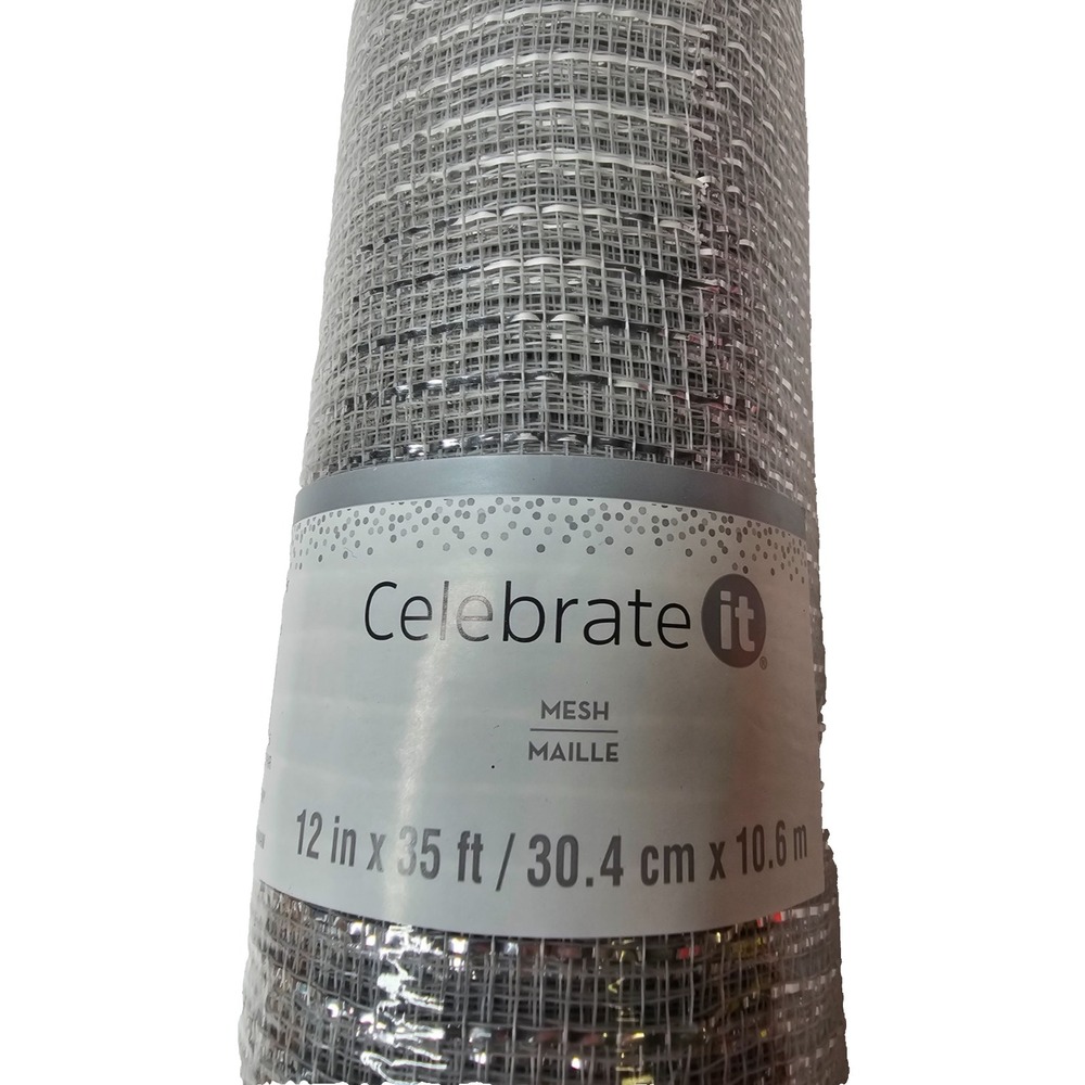 New in plastic Celebrate It silver decorating mesh 12 inches by 35 feet - Picture 4 of 6